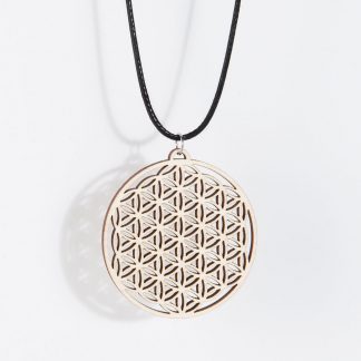 Flower of Life necklace birch wood